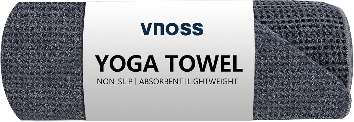 Hot Yoga Towel - Microfiber Non Slip Yoga Mat Towel with Grip Dot Sweat Absorbent Towel for Hot Yoga, Pilates and Fitness 72" X 24", Grey