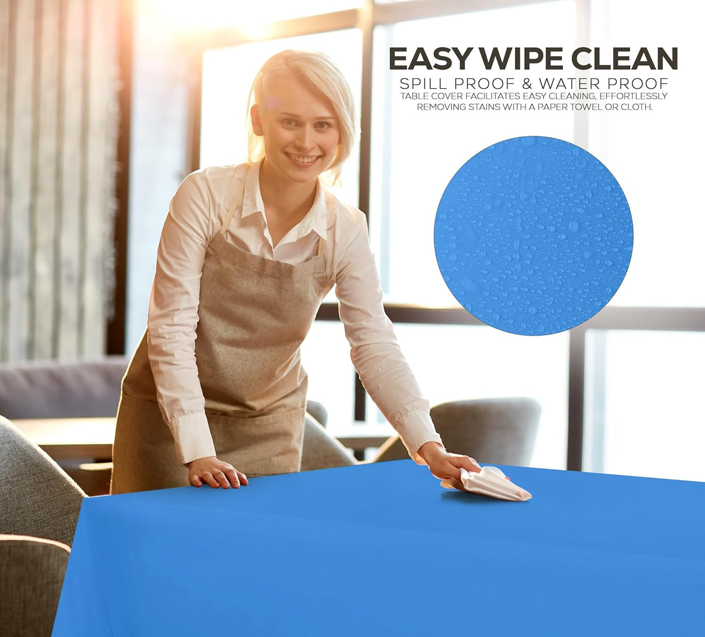 Plastic Table Cloth Disposable (12 Pack - 54X108 Inch) Blue Rectangle Tablecloth Waterproof Stain Resistant Party Table Cover