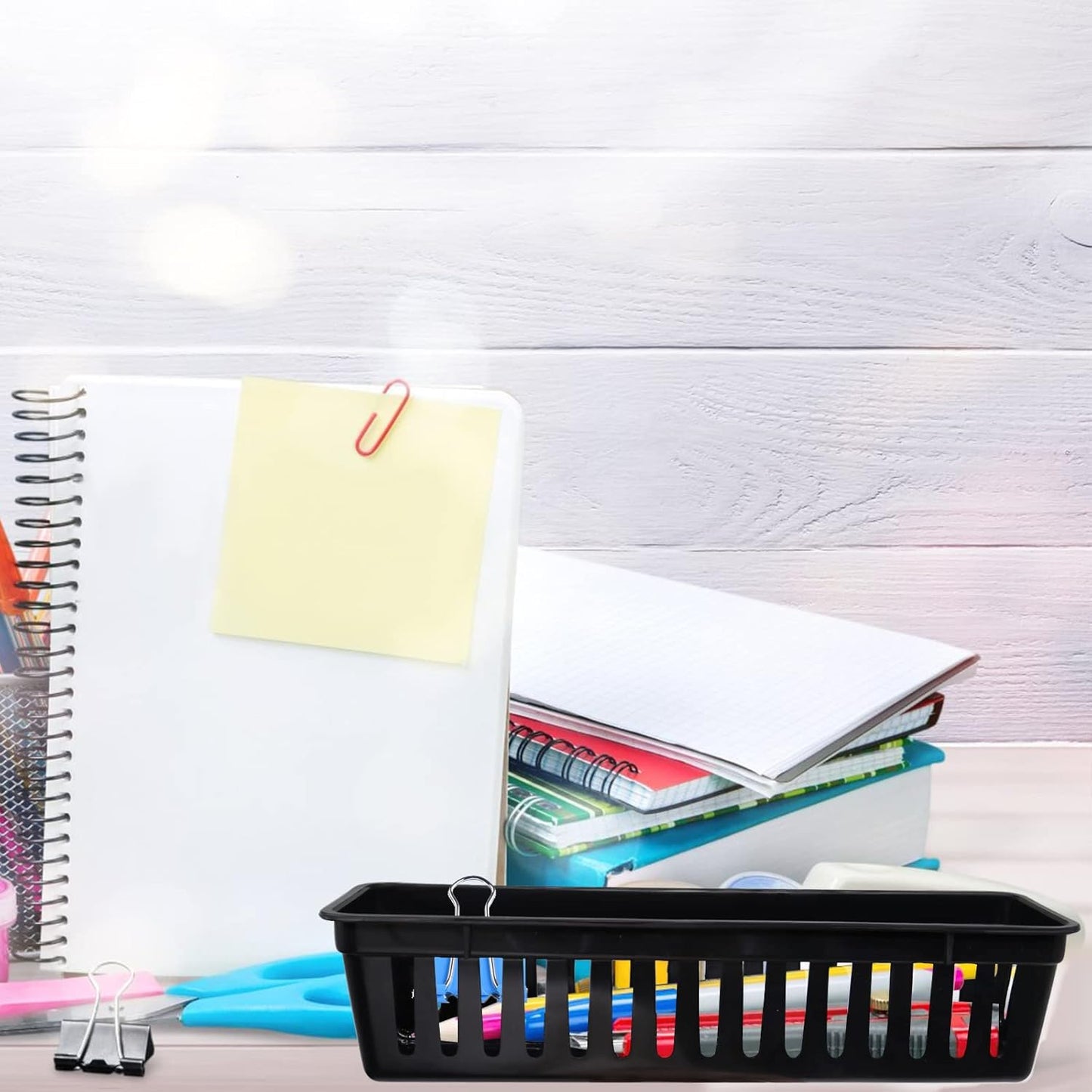 Classroom Pencil or Rubber Organizer Basket Trays, Office Supply Baskets Organization Trays for Home School Classroom Office 12 Pack (Black)