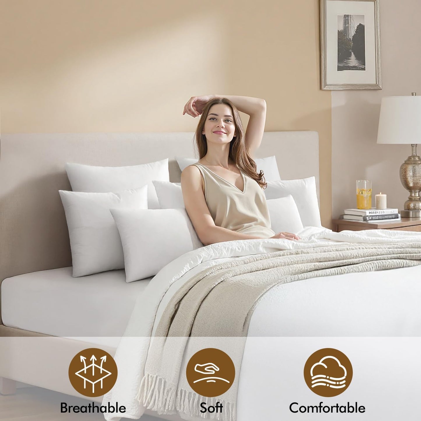 14X22 Inch Pillow Insert, Throw Pillow for Bed Sofa Couch Rectangle Decorative Lumbar Virgin Microfiber Stuffer