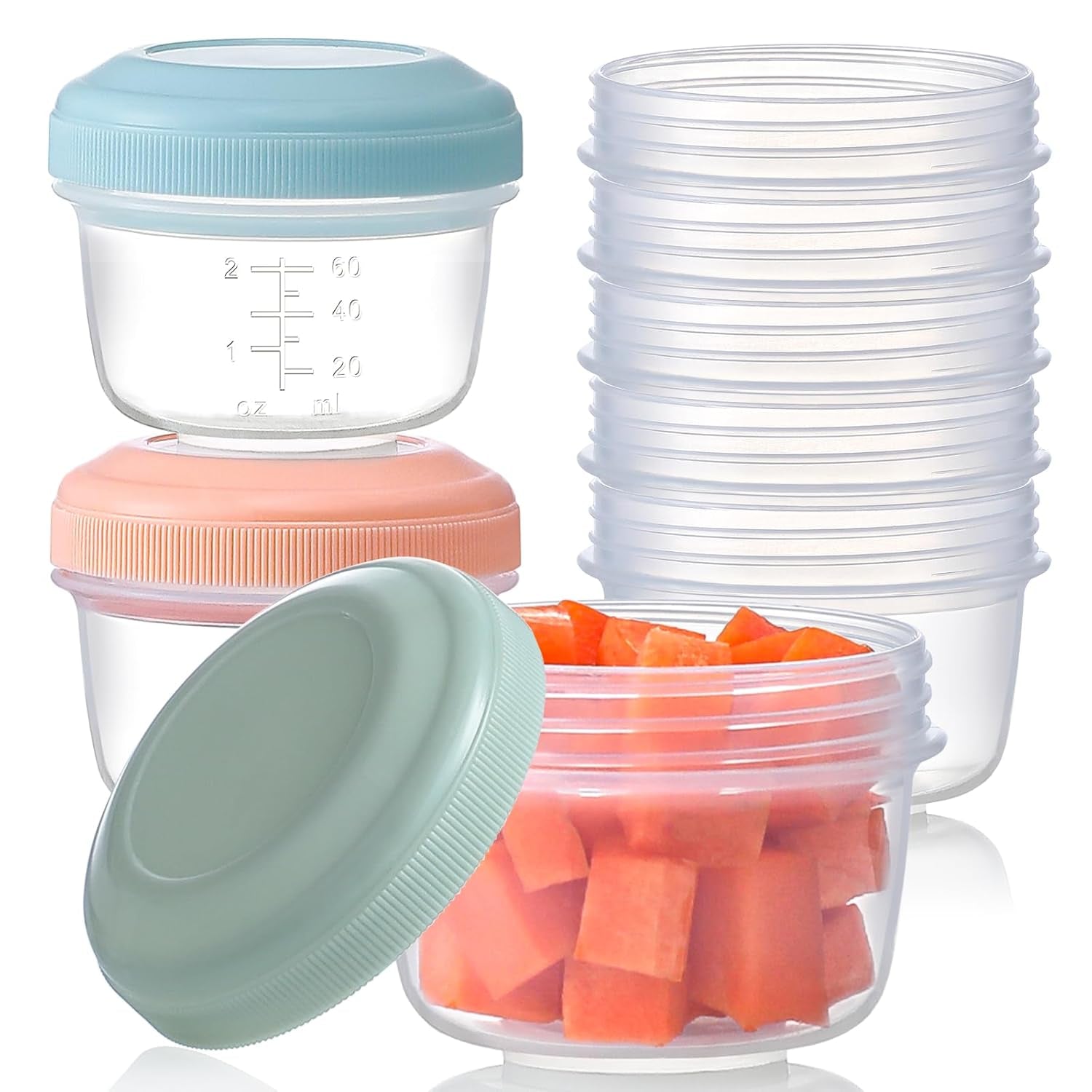 8 Pack Reusable Plastic Containers with Lids - 4 Oz Small Deli Containers for Snack, Puree, Dressing & Freezer Use - Dishwasher Safe, BPA Free