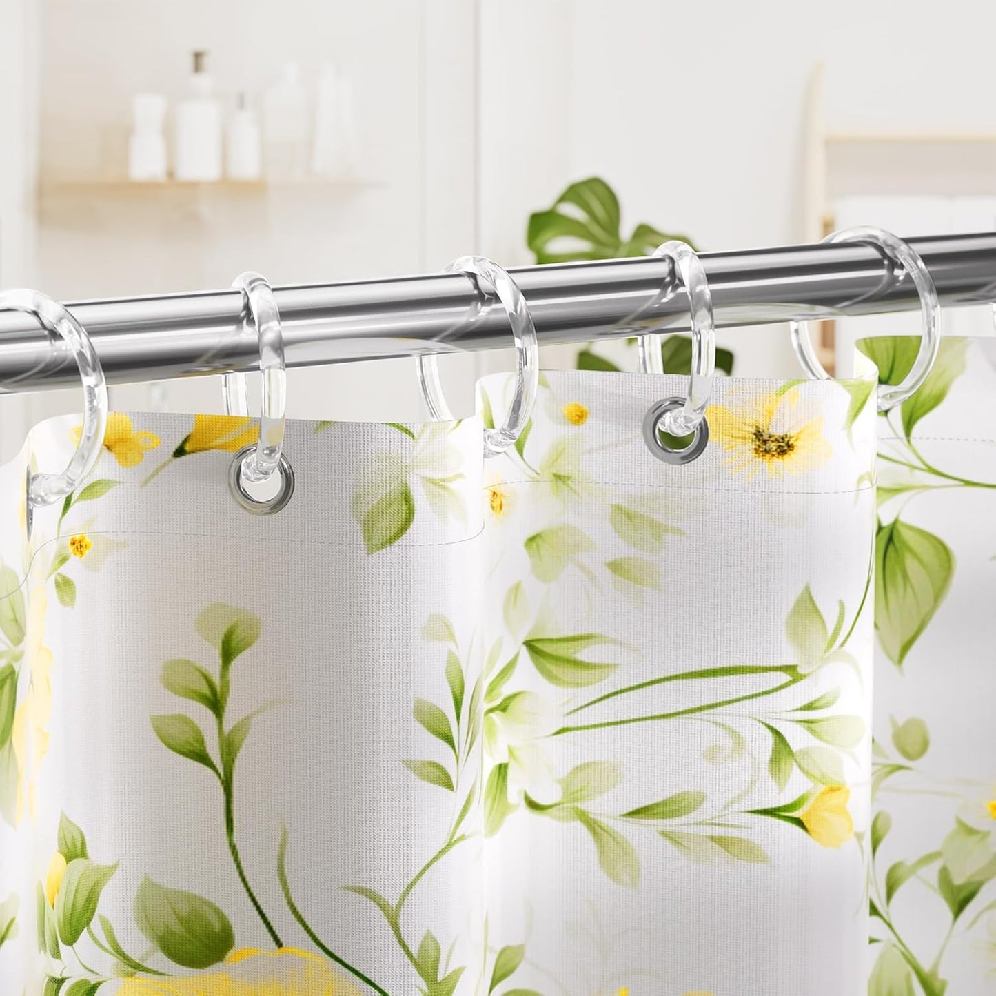 Plastic Shower Curtain Rings, 12 Pcs Clear Shower Curtain Hooks, O Shape Shower Curtain Hooks Rings, Easy to Snap Closure Shower Hooks for Shower Curtain and Liner Bathroom