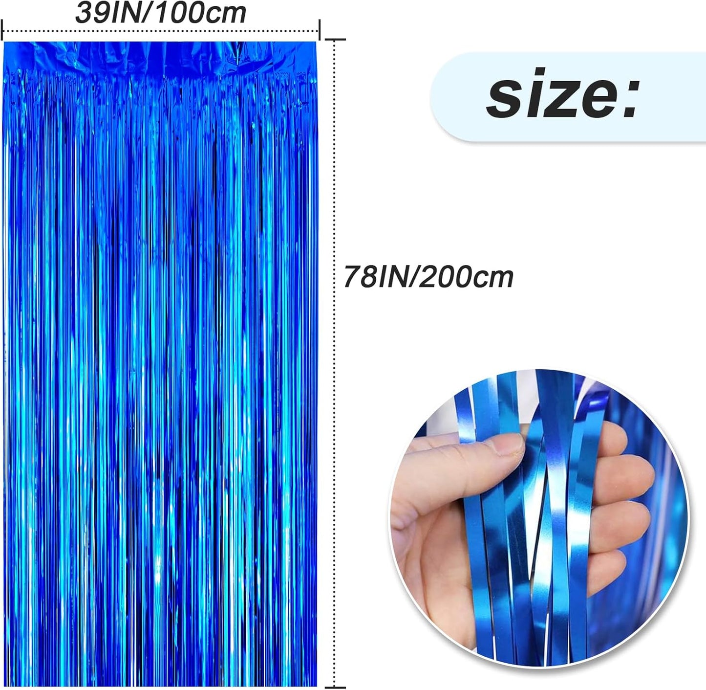 Curtain Decorations,Metallic Tinsel Foil Fringe Curtain,Blue Foil Fringe Tinsel Curtain for Birthday/Graduation/Bachelorette/Halloween/Christmas/New Year/Disco Party Decorations