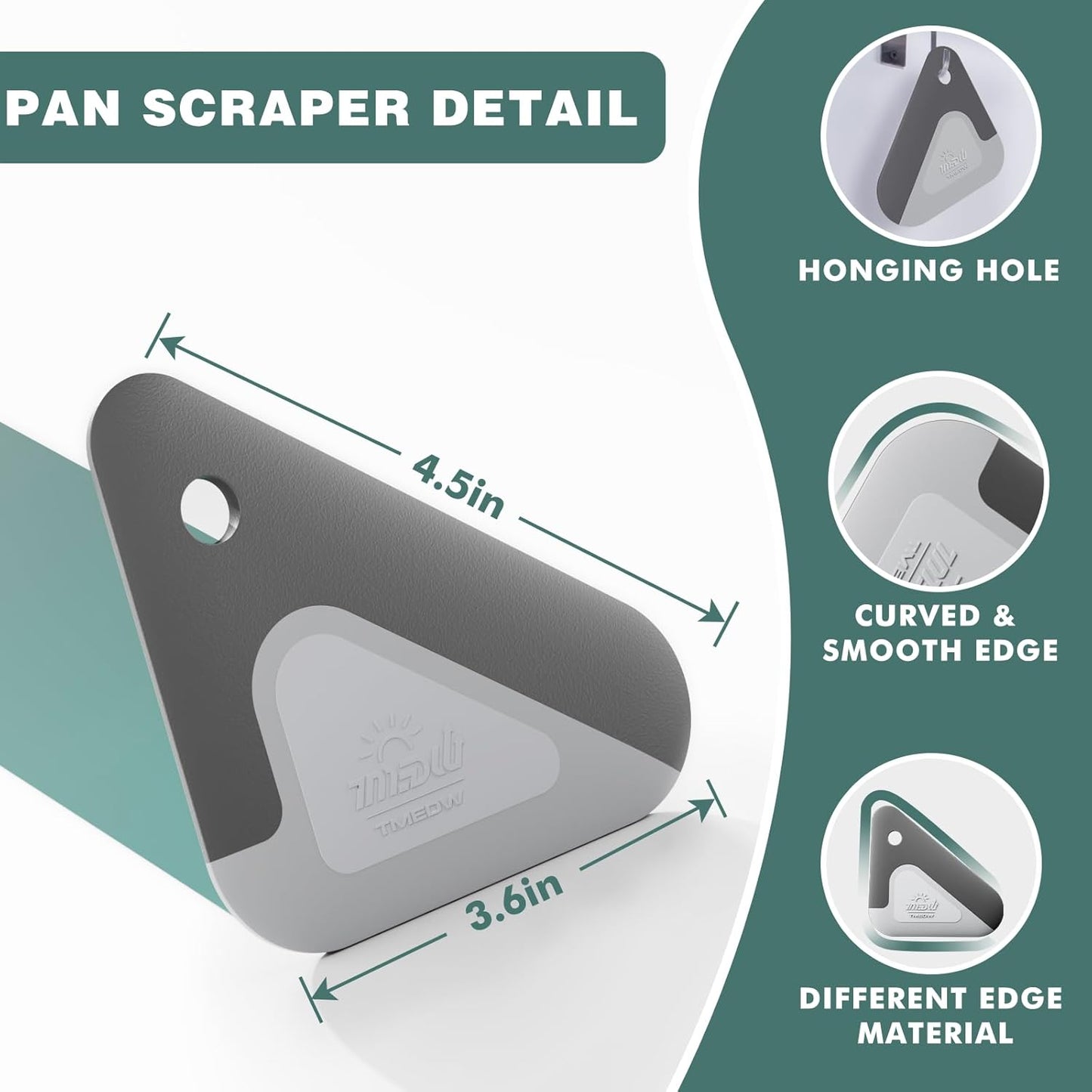 Food Scraper, 2-In-1 Pot and Pan Dish Scraper, Nylon and Silicone, Kitchen Scraper Tools for Cast Iron Skillets, Cookware, Dishes, Pans and Pots, Heat Resistant, Set of 3