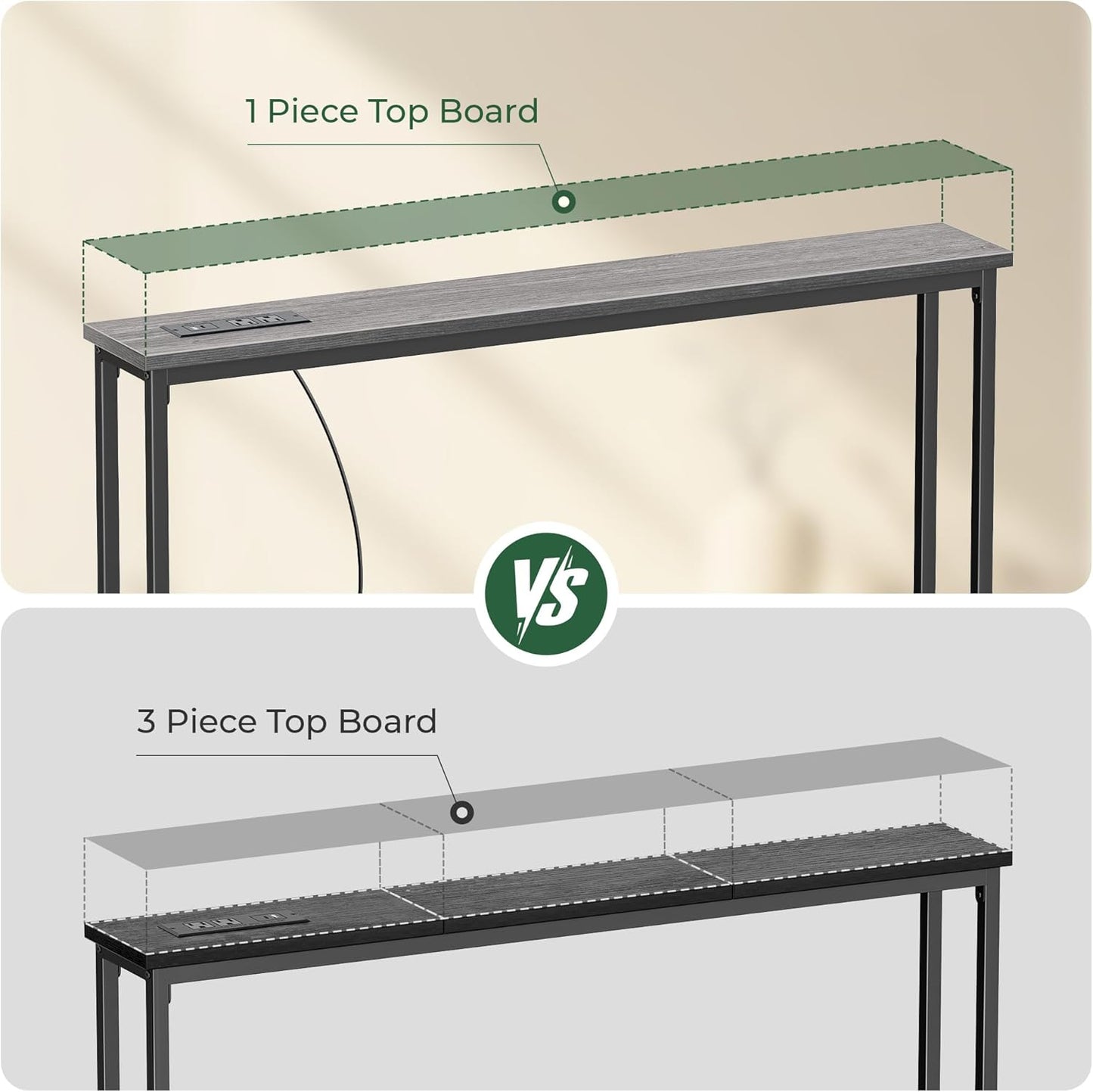 5.9-Inch Narrow Console Table Set of 2 with Outlet, 78-Inch Length, Behind Couch and Entryway Tables with Charging Station, Charcoal Gray for Living Room