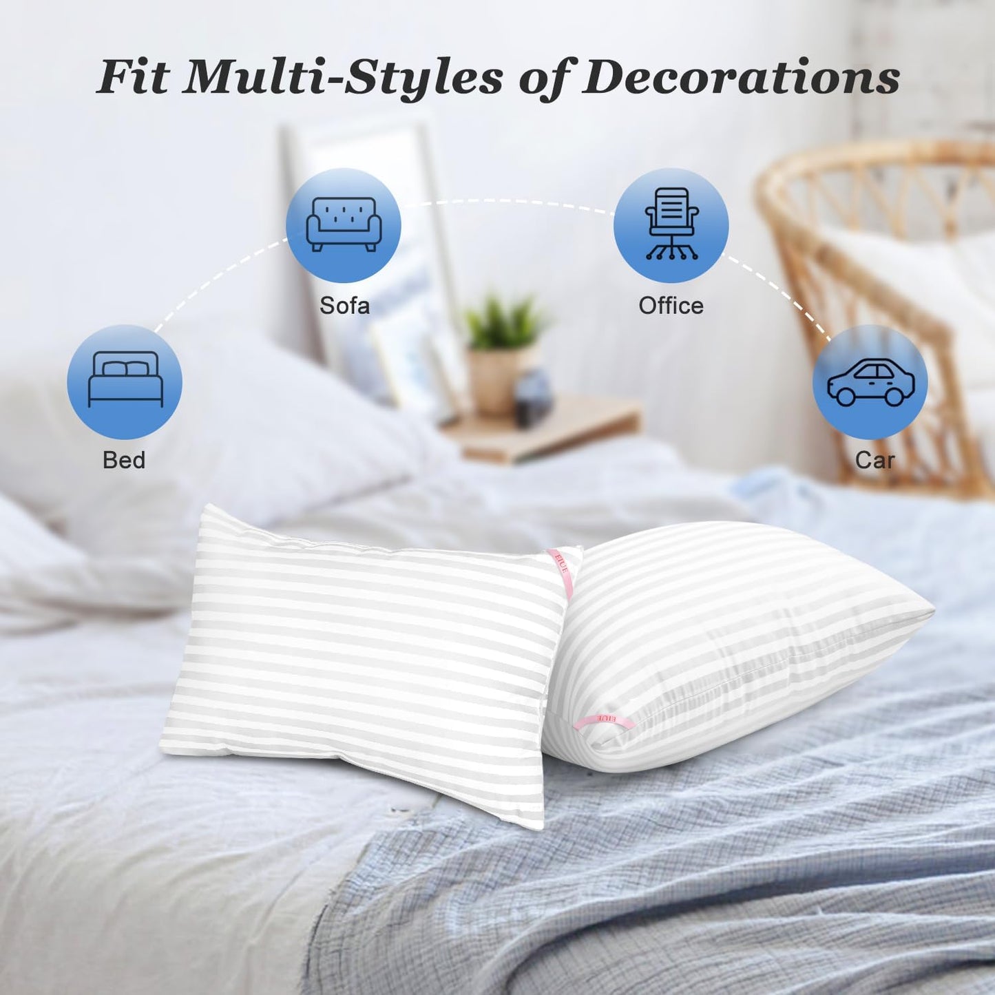 Throw Pillow Inserts, Machine Washable Pillows,Premium Polyester Fiber Fill for Sofa Bed & Decorative Cushions (White, 12X20Inch)