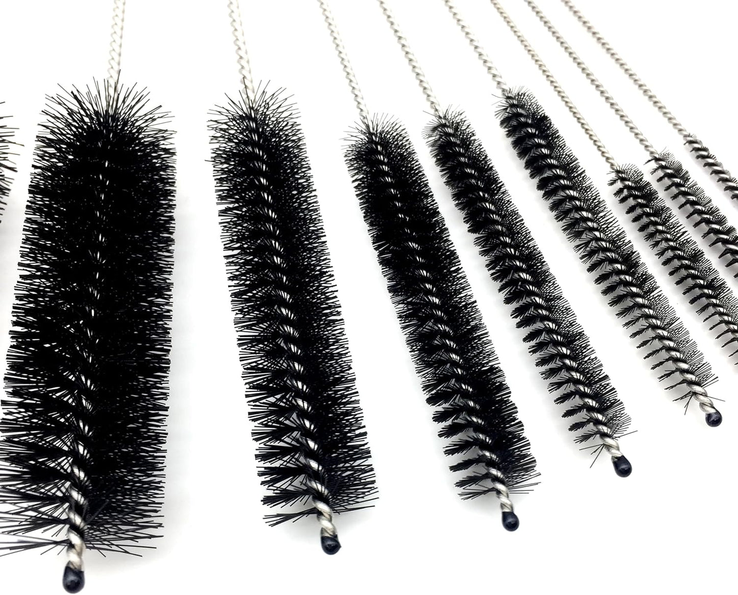 10 Piece Stainless Steel Straw Cleaning Brush Set - Durable Nylon Bristles - Multi-Size for Reusable Straws, Sippy Cups, and Narrow Neck Containers
