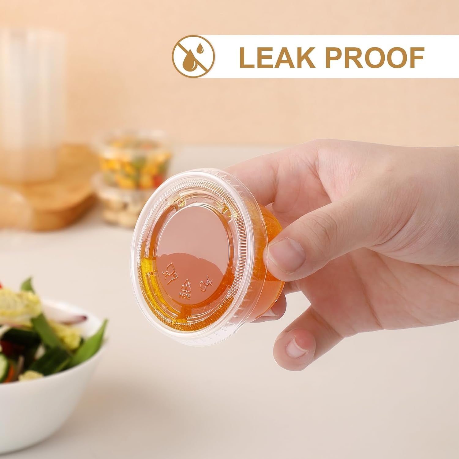 60 Sets - 2 Oz Jello Shot Cups, Portion Cups with Lids, Small Plastic Containers with Lids, Airtight and Stackable Souffle Cups