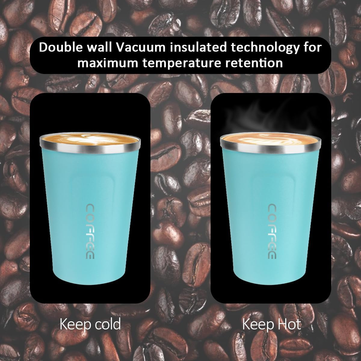 12 Oz Stainless Steel Vacuum Insulated Tumbler - Coffee Travel Mug Spill Proof with Lid - Coffee Cups for Keep Hot/Ice Coffee,Tea and Beer