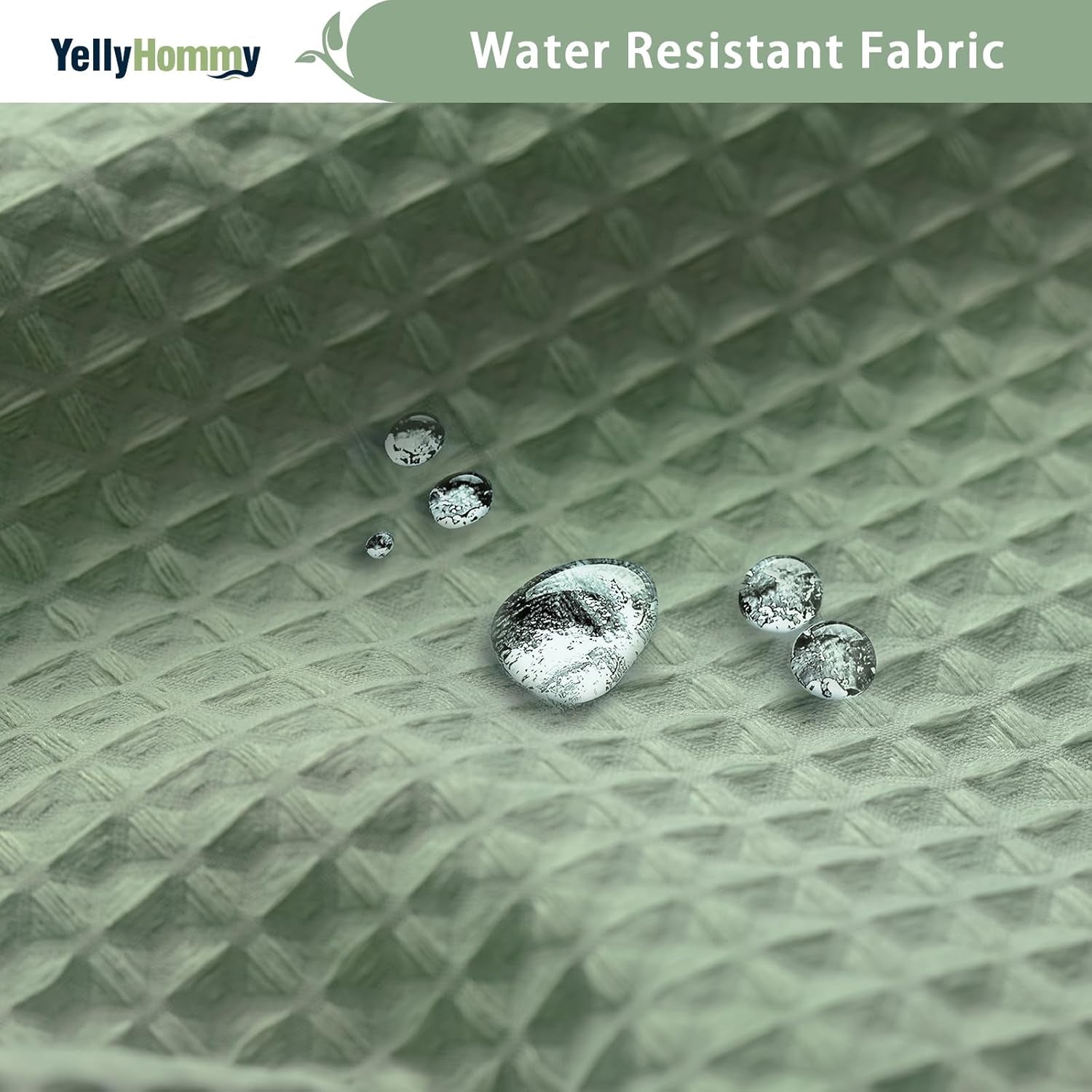 Cotton Touch Shower Curtain Heavy Duty Green Waffle Textured Shower Curtain with Hooks 54 Wx78 L