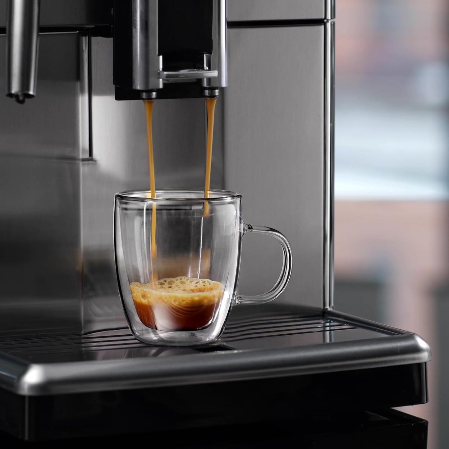 Espresso Cups Set of 2, 2.7 Ounces Double Wall Glass Espresso Cups, Clear Insulated Espresso Shots Cup for Espresso Accessories