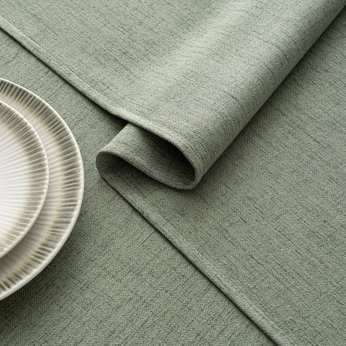 Sage Green Linen Tablecloth 52X70 Inch Rectangle Table Cloth Waterproof,Stain Resistant & Wrinkle Resistant for Dining Party Wedding