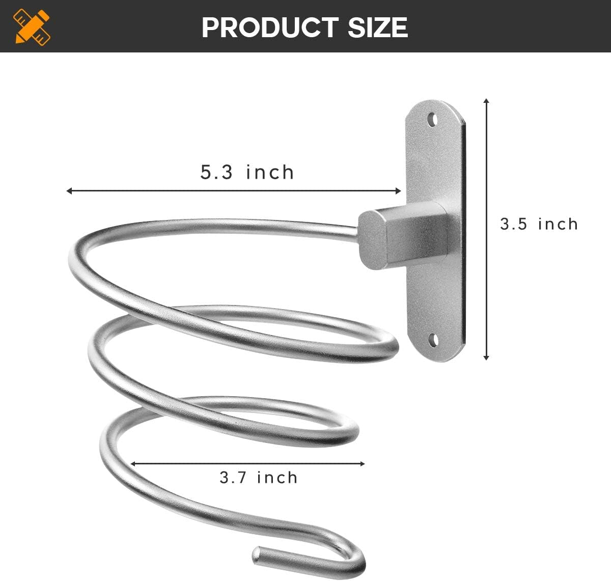 Wall-Mounted Bathroom Hair Dryer Holder in Bright White