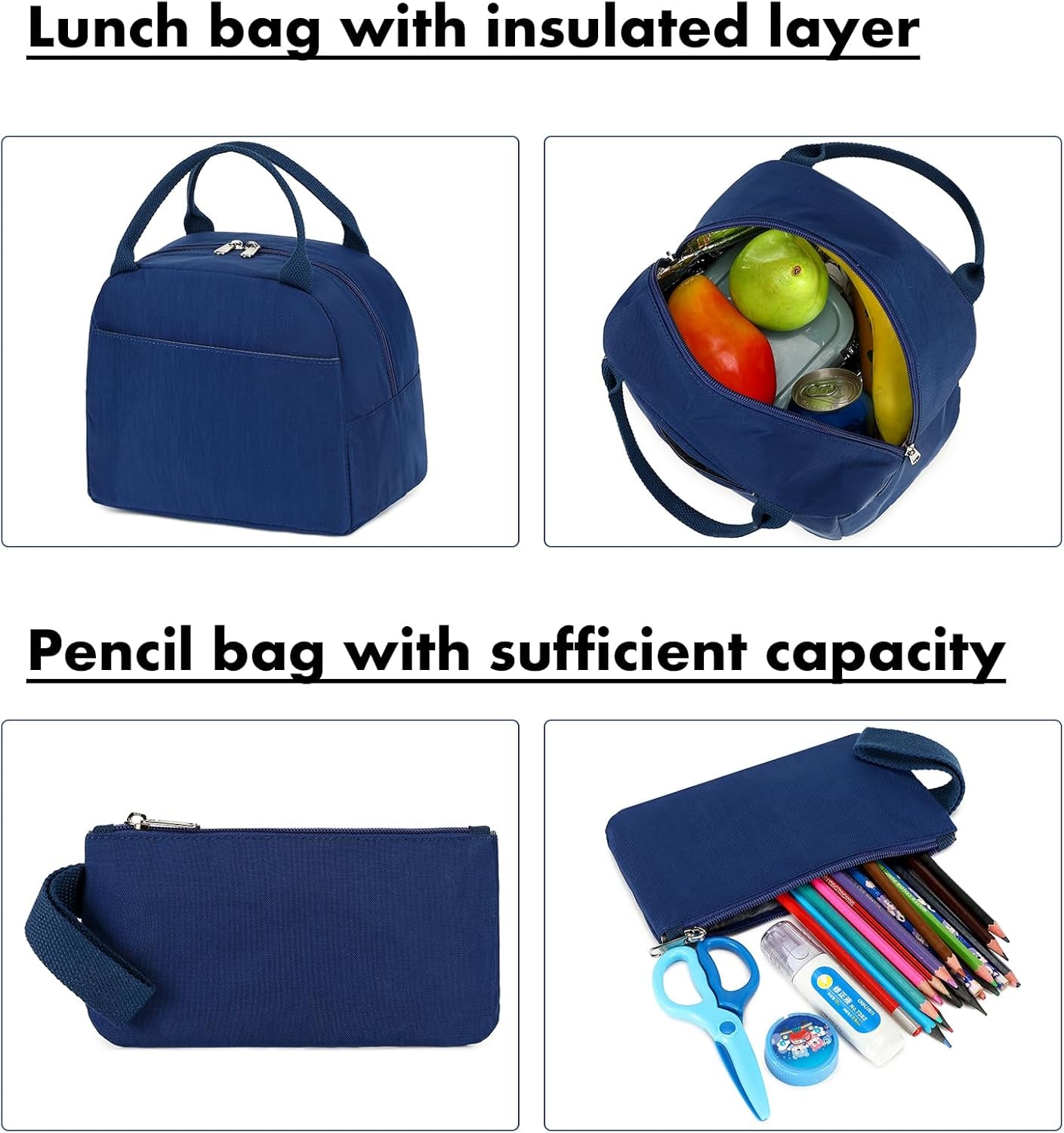 Teens Backpack Set Girls School Backpack Lunch Box Pencil Bags Student Bookbags 3 in 1