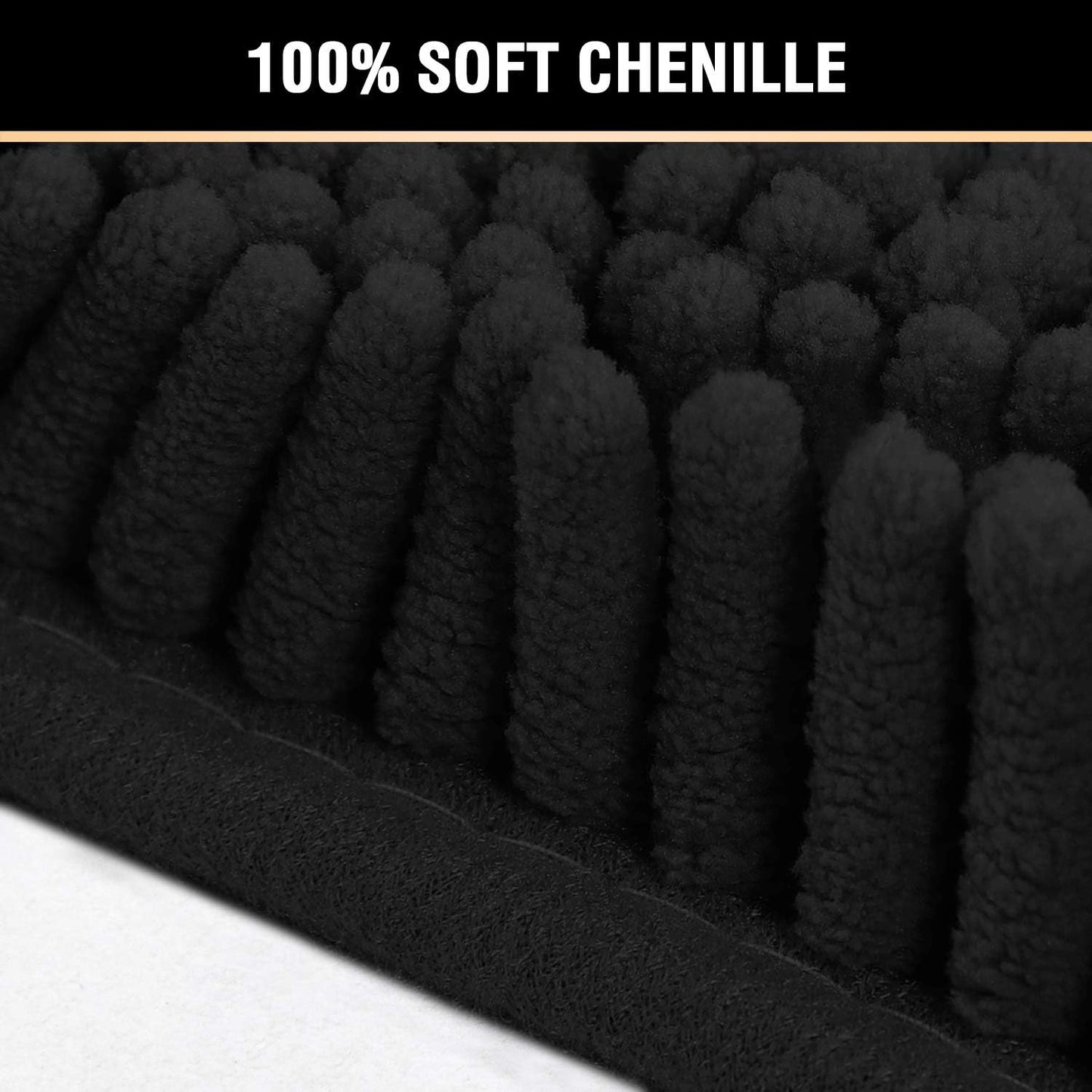 Black Bathroom Rug Set 2 Piece, Bath Mats for Bathroom Floor, Super Thick Soft Shaggy Chenille Bath Mats Machine Washable, Dry Fast Water Absorbent Bath Mats(20" X 32"/17" X 24")