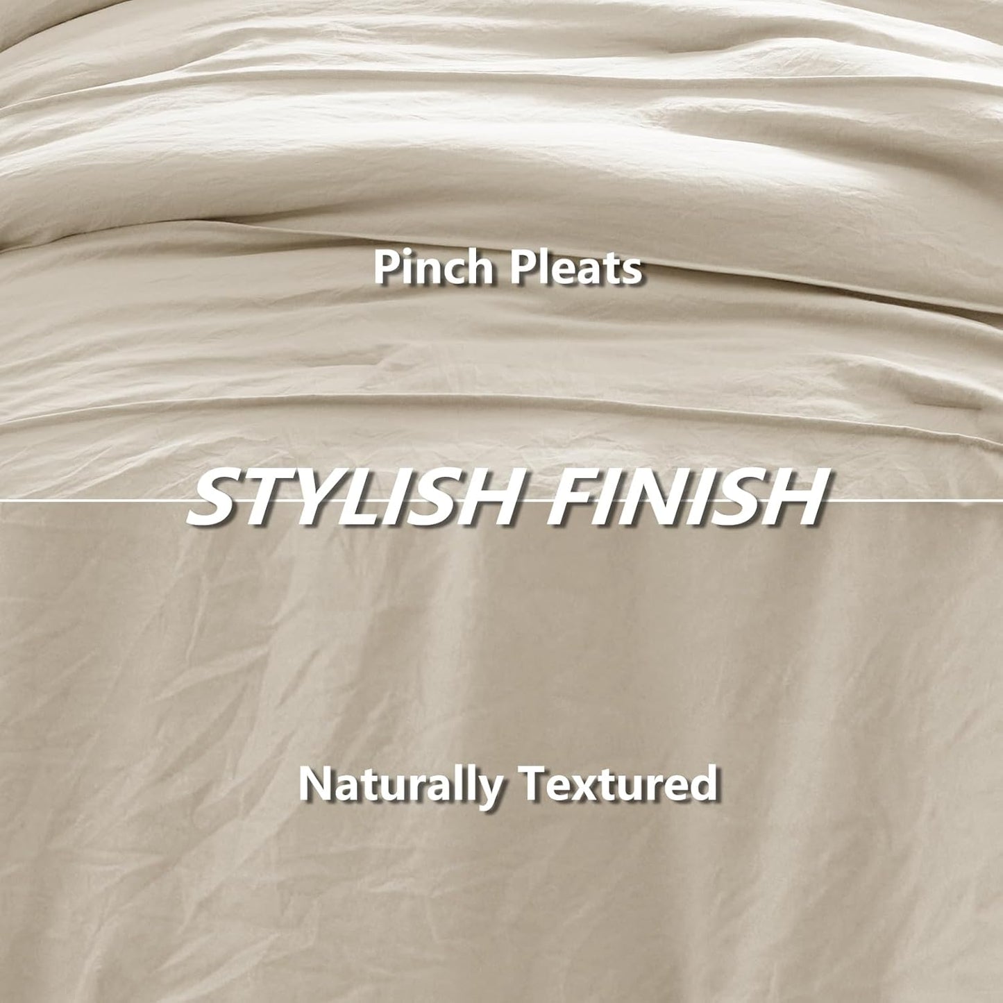 Queen Comforter Set Beige, 7 Pieces Soft Prewashed Pinch Pleat Bed in a Bag Queen Comforter Set with Sheets, Boho Bed Set with down Alternative Comforter, Sheets, Pillowcases & Shams