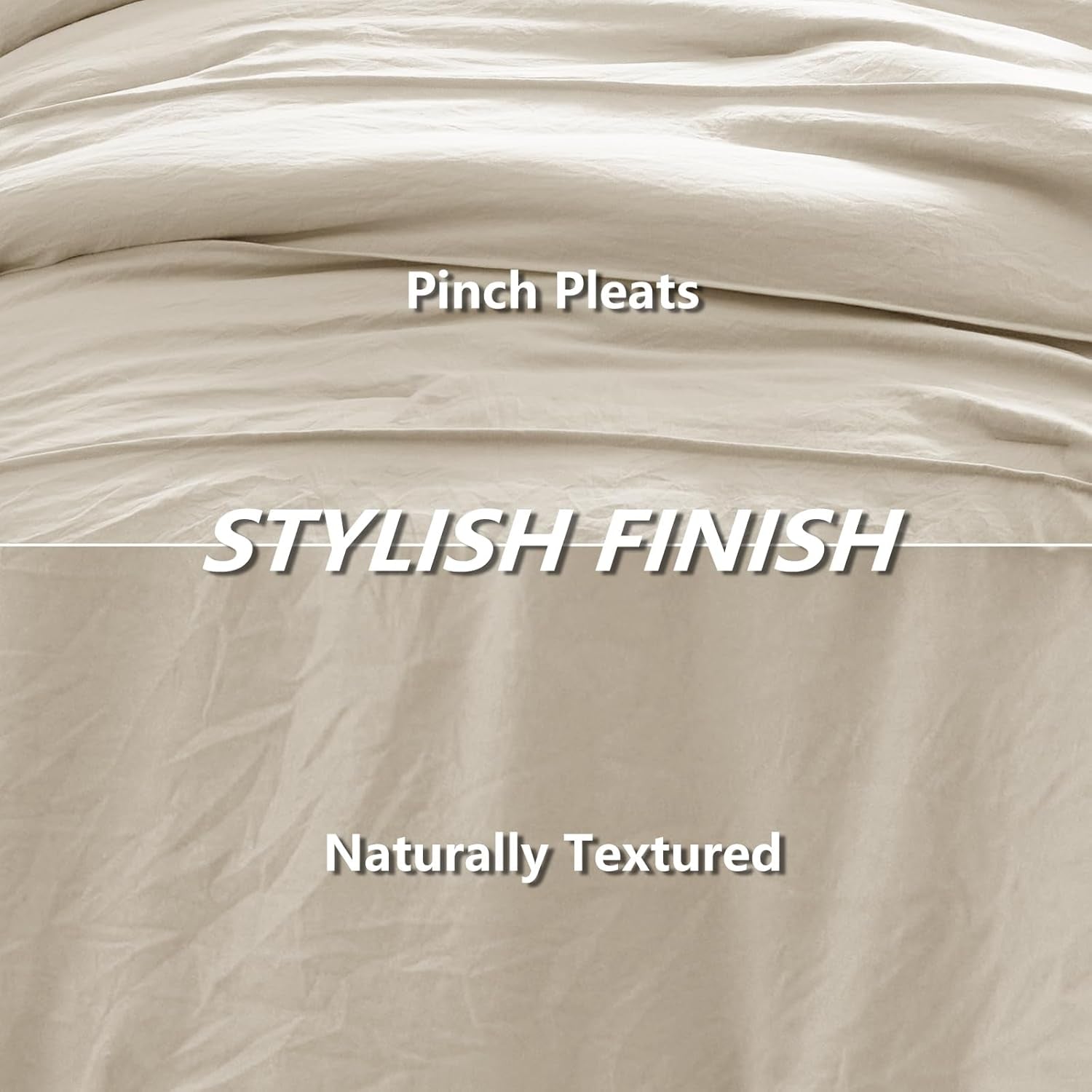 Queen Comforter Set Beige, 7 Pieces Soft Prewashed Pinch Pleat Bed in a Bag Queen Comforter Set with Sheets, Boho Bed Set with down Alternative Comforter, Sheets, Pillowcases & Shams