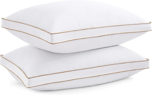 ® Goose Feather down Pillows, Soft Fluffy Luxury Hotel Collection Pillows King Size Set of 2, 100% Cotton Cover, Medium Firm Bed Sleeping Pillow for Back, Stomach or Side Sleeper.