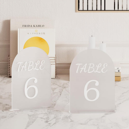 Table Numbers Wedding Seating Chart 5X7Inch Acrylic Table Number Holders Wedding Decorations for Reception Perfect for Decoration, Party, Anniversary, Event (Matte White, 1-15)