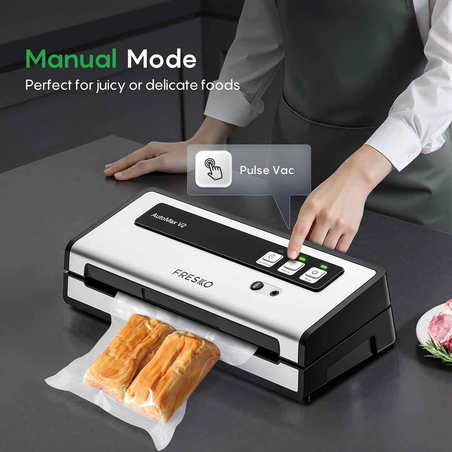 Vacuum Sealer Machine with Automatic Bag Detection, Double Heat Seal, Compact Food Sealer, Easy to Use, Starter Kit