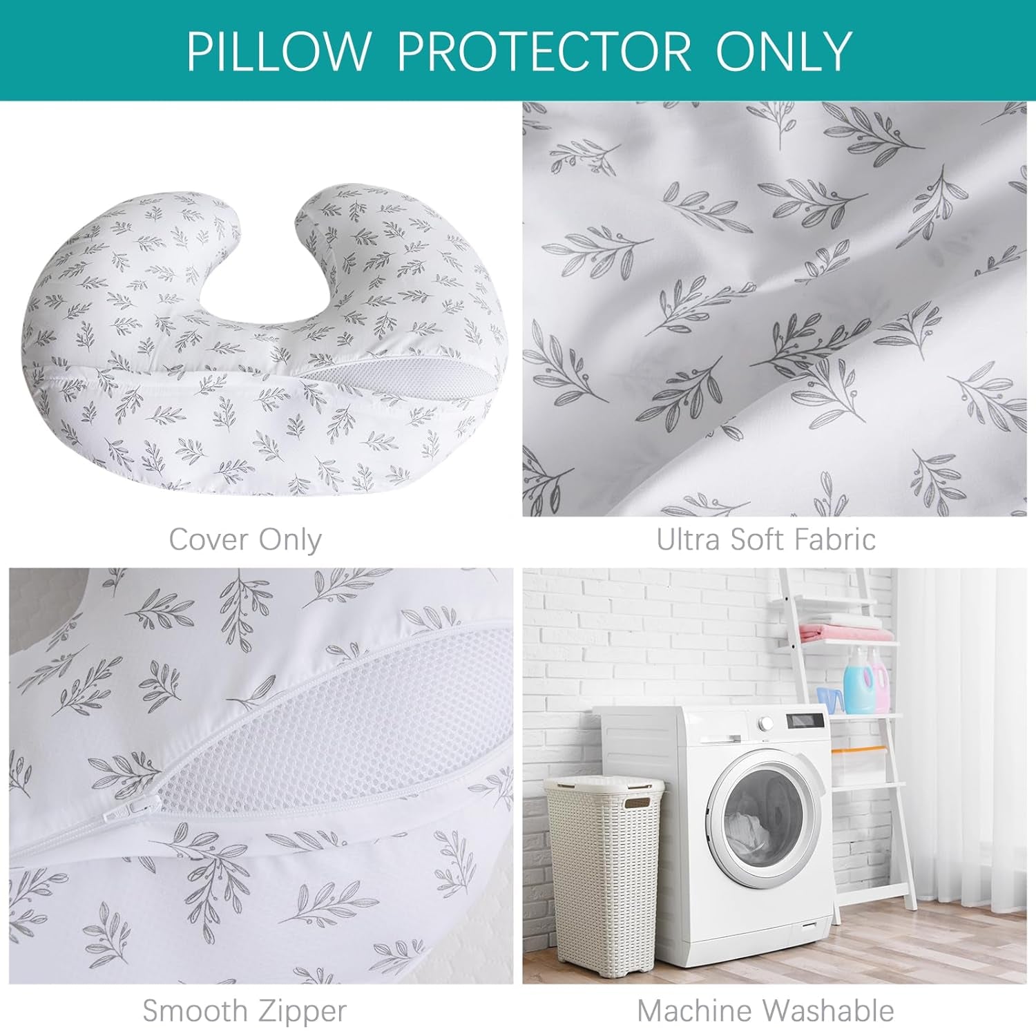 Nursing Pillow Cover 2 Pack Fit for Boppy Pillow, Breathable & Skin-Friendly Nursing Slipcovers for Breastfeeding Mom, Comfortable & Machine Washable Nursing Covers