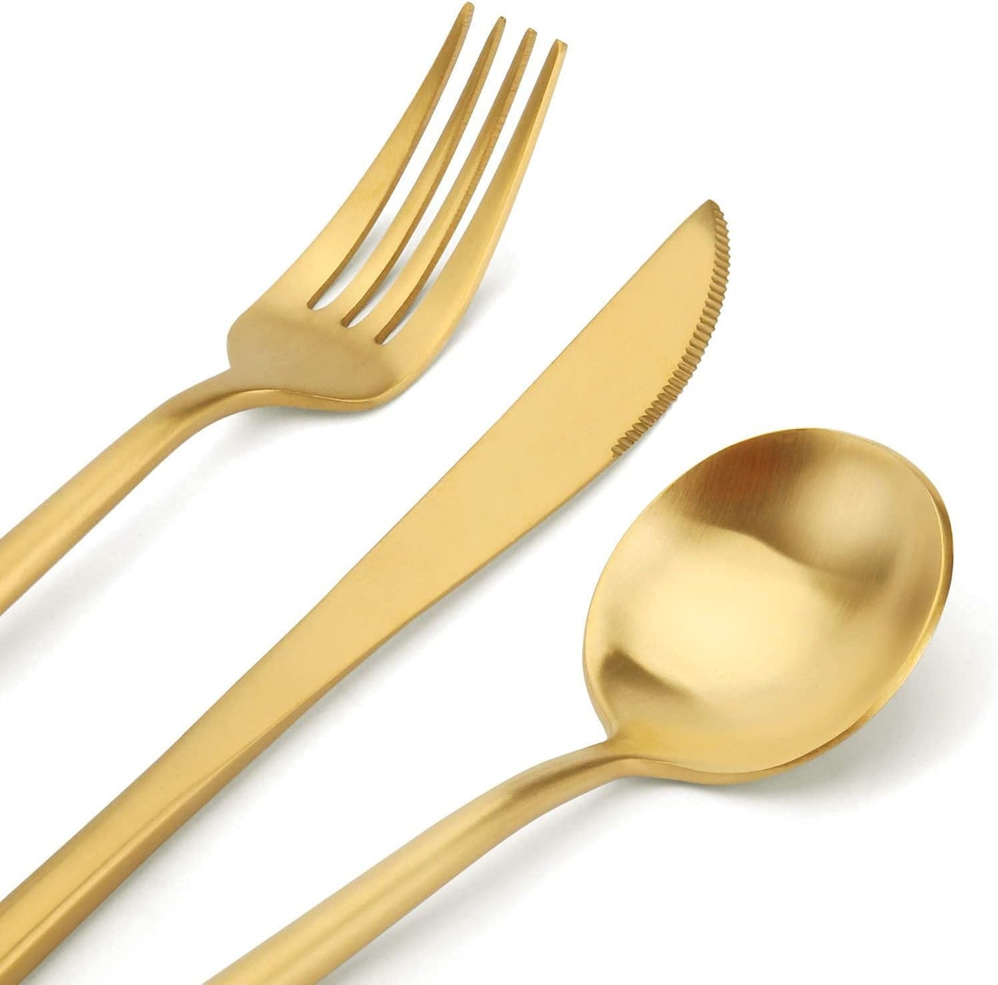Matte Gold Silverware Set, 30-Piece Stainless Steel Satin Finish Flatware Set Service for 6, Kitchen Utensil Set, Tableware Cutlery Set for Home and Restaurant…