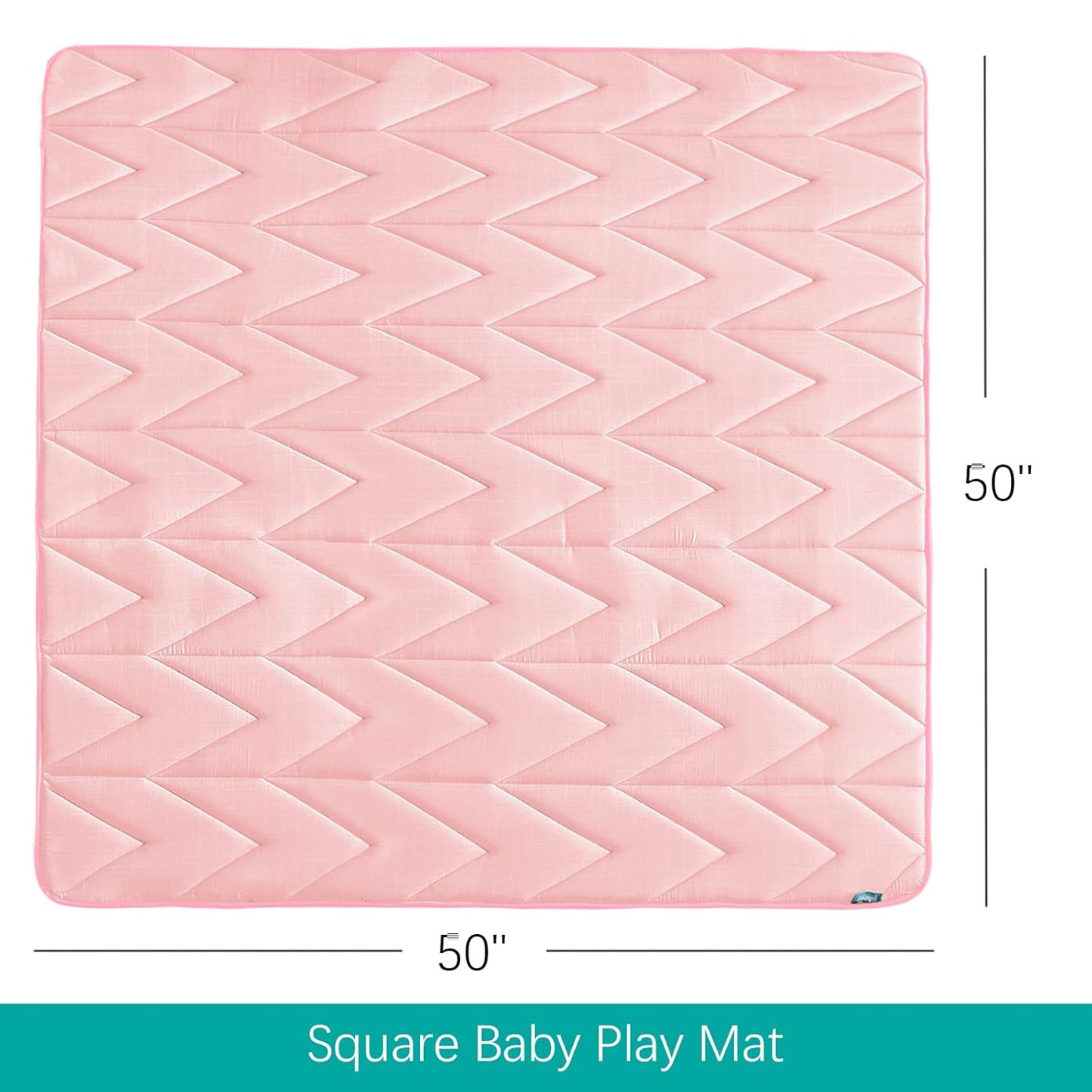 Foam Play Mat 50×50 for Baby Girls, Muslin Kids Play Mat Fits for Dripex & Suposeu Playpen, One-Piece Crawling Mat for Baby & Toddler to Play on Floor, Non Slip, Pink