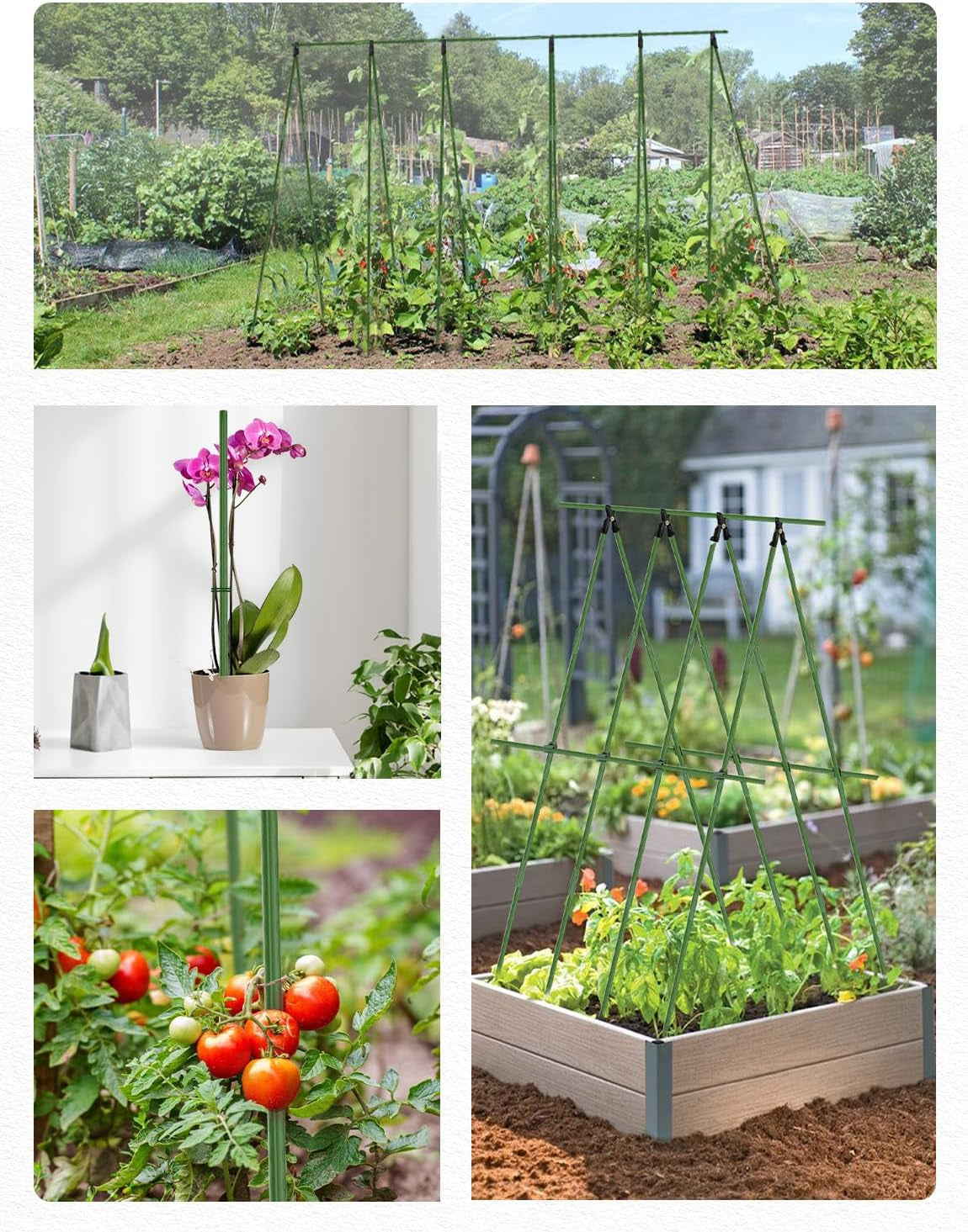 20 Pack 17 in Modular Garden Trellis Kit Cucumber Trellis, DIY 4Ft 5Ft 6Ft 7Ft 8Ft Tomato Stakes, Garden Plant Stakes, Versatile Ues for Supporting Tomatos Grapes Outdoor Plants