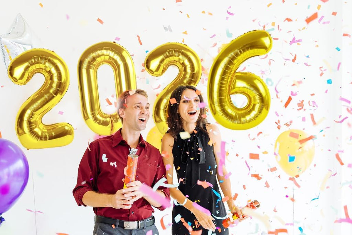 2026 Balloon Numbers - 40 Inch Gold New Years Eve Party Supplies 2026, Nye Decor Party Decorations Happy New Year, New Years Eve Foil Party Balloons