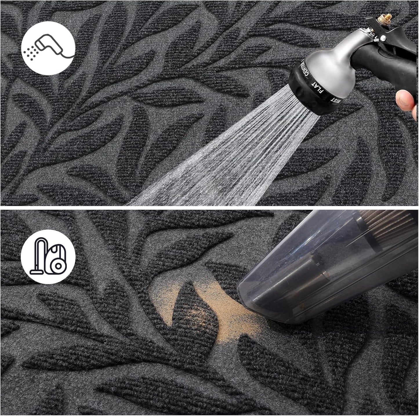 Front Door Mat Indoor Outdoor Entrance, Heavy Duty Natural Rubber, Trap Dirt and Moisture, Non-Slip Doormats, Low Profile, Easy Clean Patio Porch Entryway Mat, 29.5X17, Grey