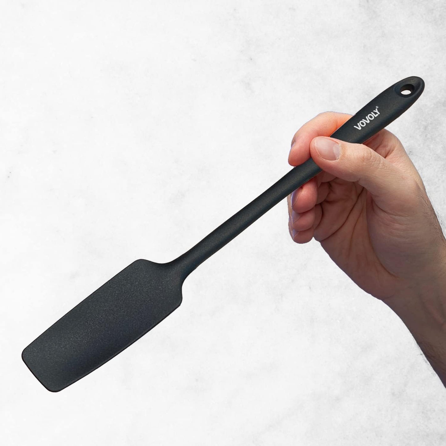 Silicone Jar Spatula, Small Head with Long Handle, Rubber Spatulas Scraper for Jar, Blender, Bottle, Etc. High Heat Resistant for Nonstick Cookware, Seamless, BPA Free, 11.2 Inch, Black.