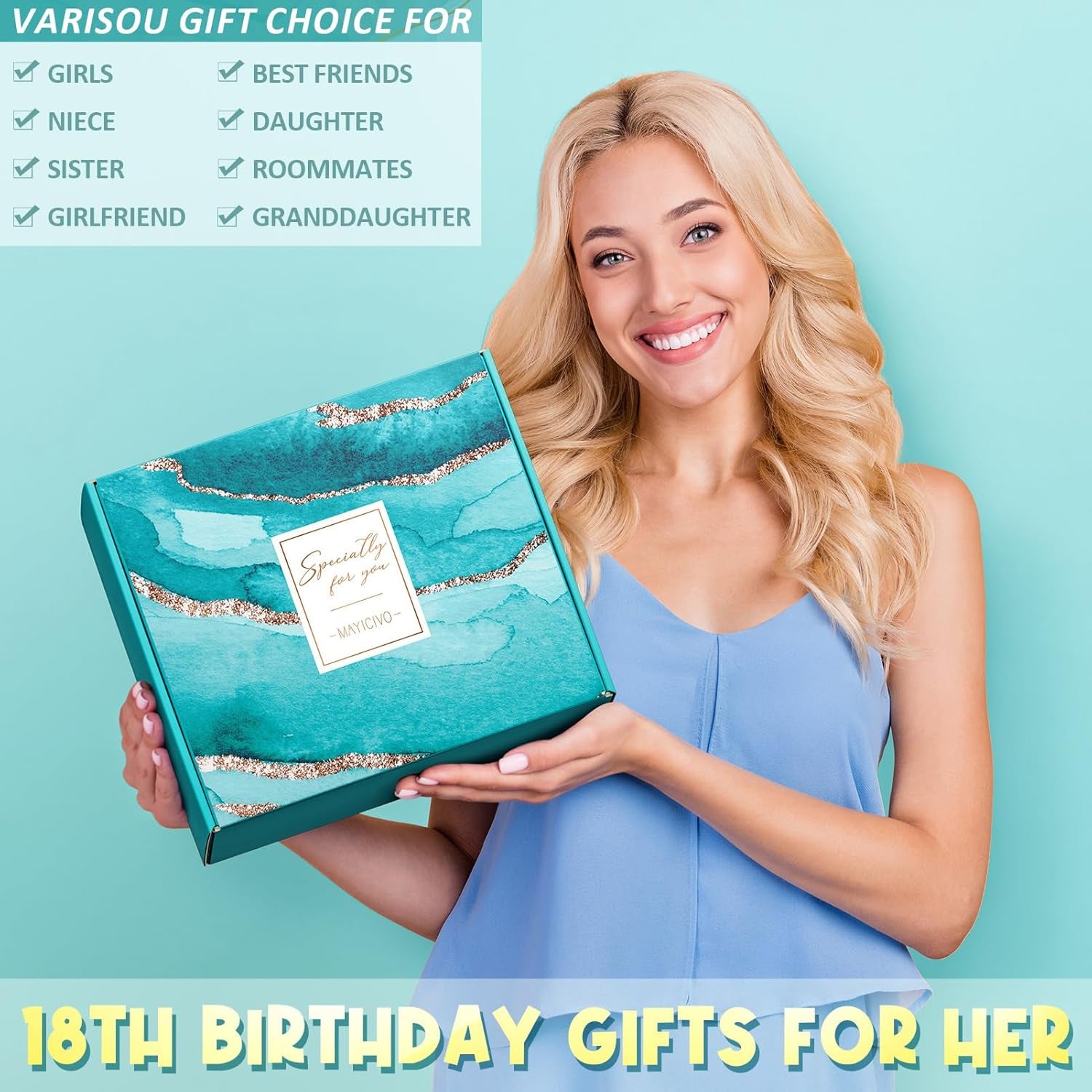 18Th Birthday Gifts for Girls, Unique Gifts for 18 Year Old Girl Birthday Gifts Ideas for Women Teen Girls Sister Daughter Friends Female, Happy 18Th Birthday Gifts Basket for 18 Year Old Girl Present