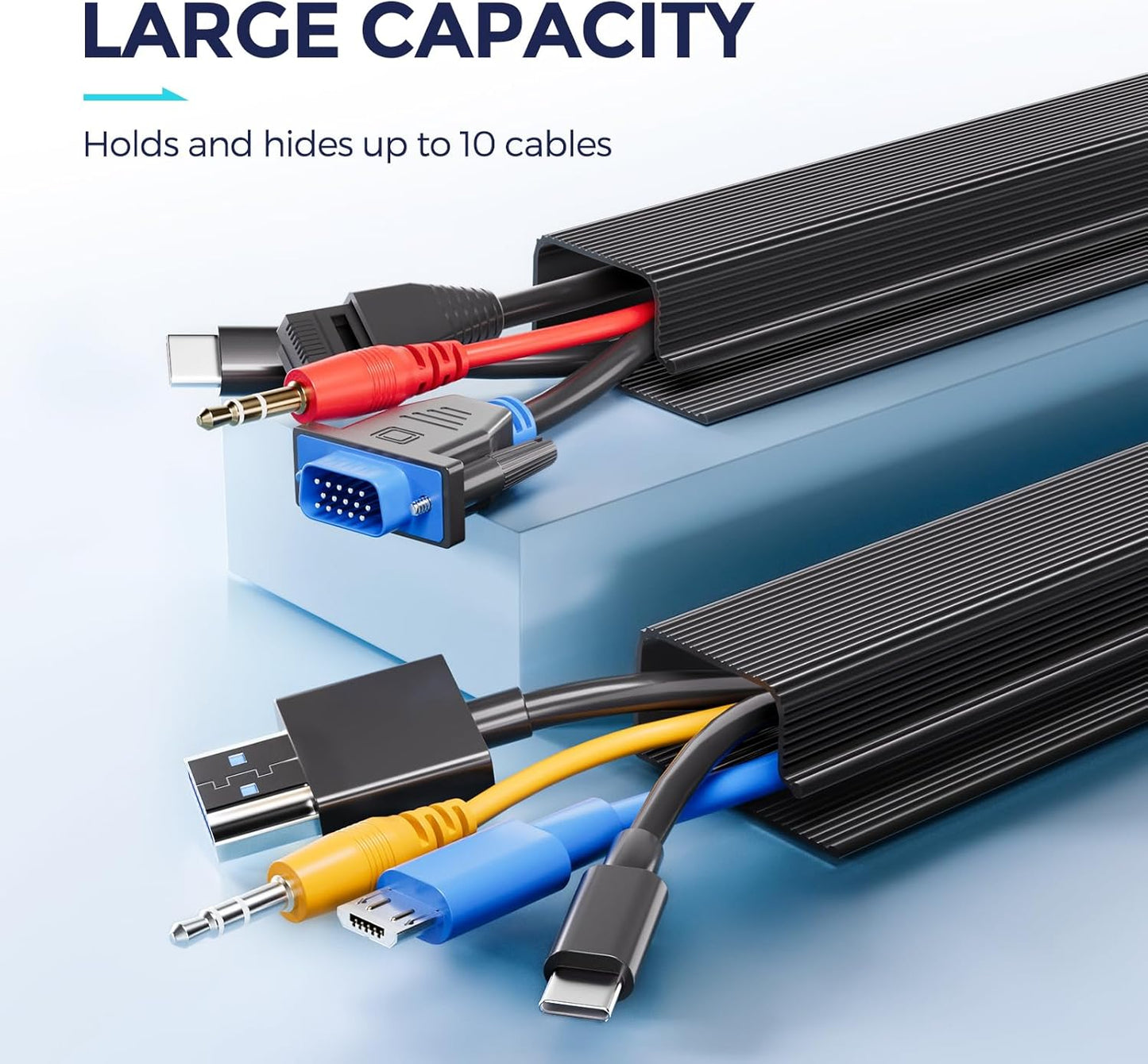 2 Pack Safe & Tidy Cable Management Solution - Protect Kids & Pets with Home & Office Cable Management under Desk,Cable Organizer, Cable Management Kit,Cord Organizer for Desk, 15.7Inx2