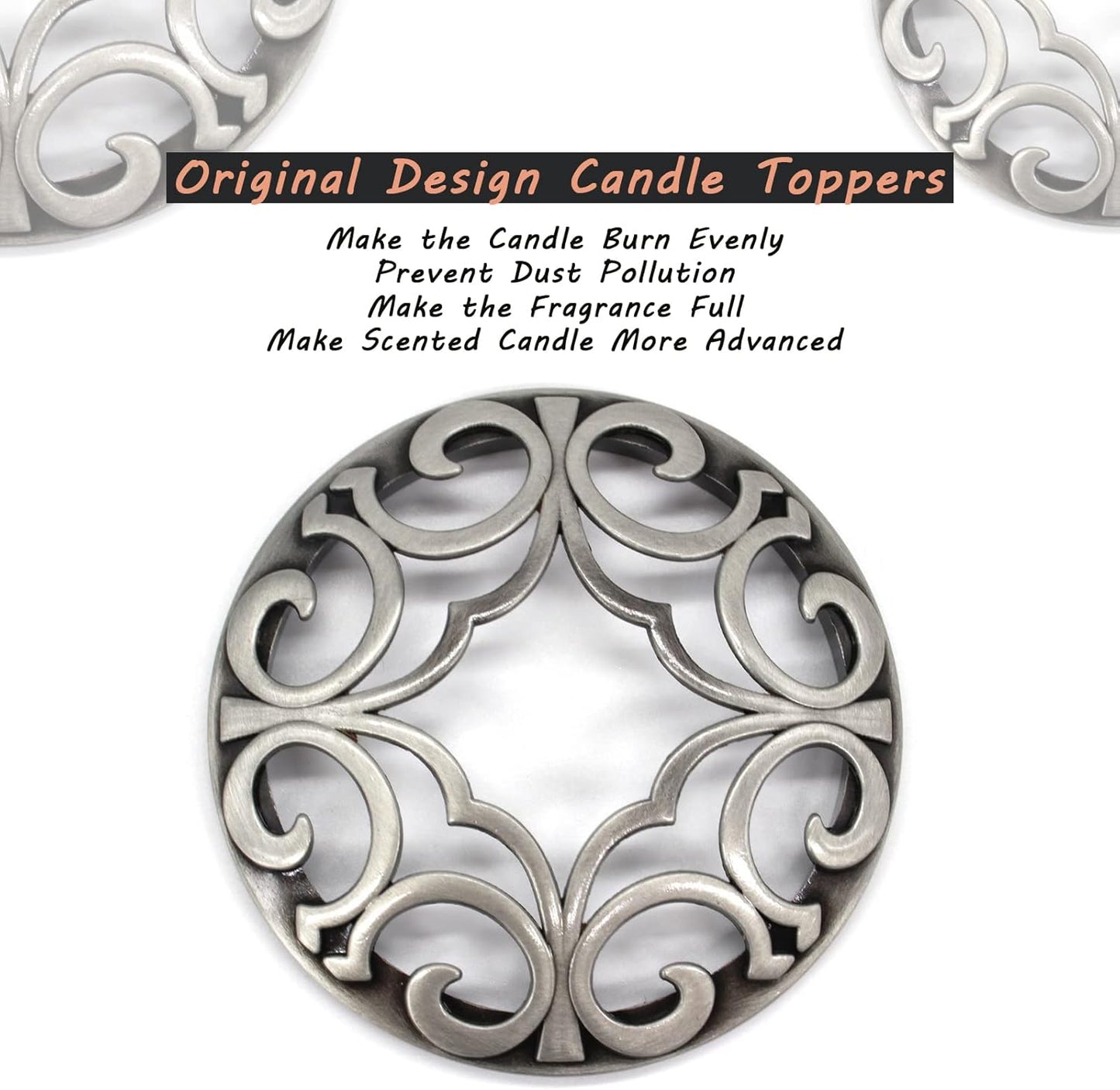 Scented Candle Toppers Cover Jars Lids Shades Sleeves, Candle Accessories Gifts for Women, Help Burn Melt Evenly(Space Silver)