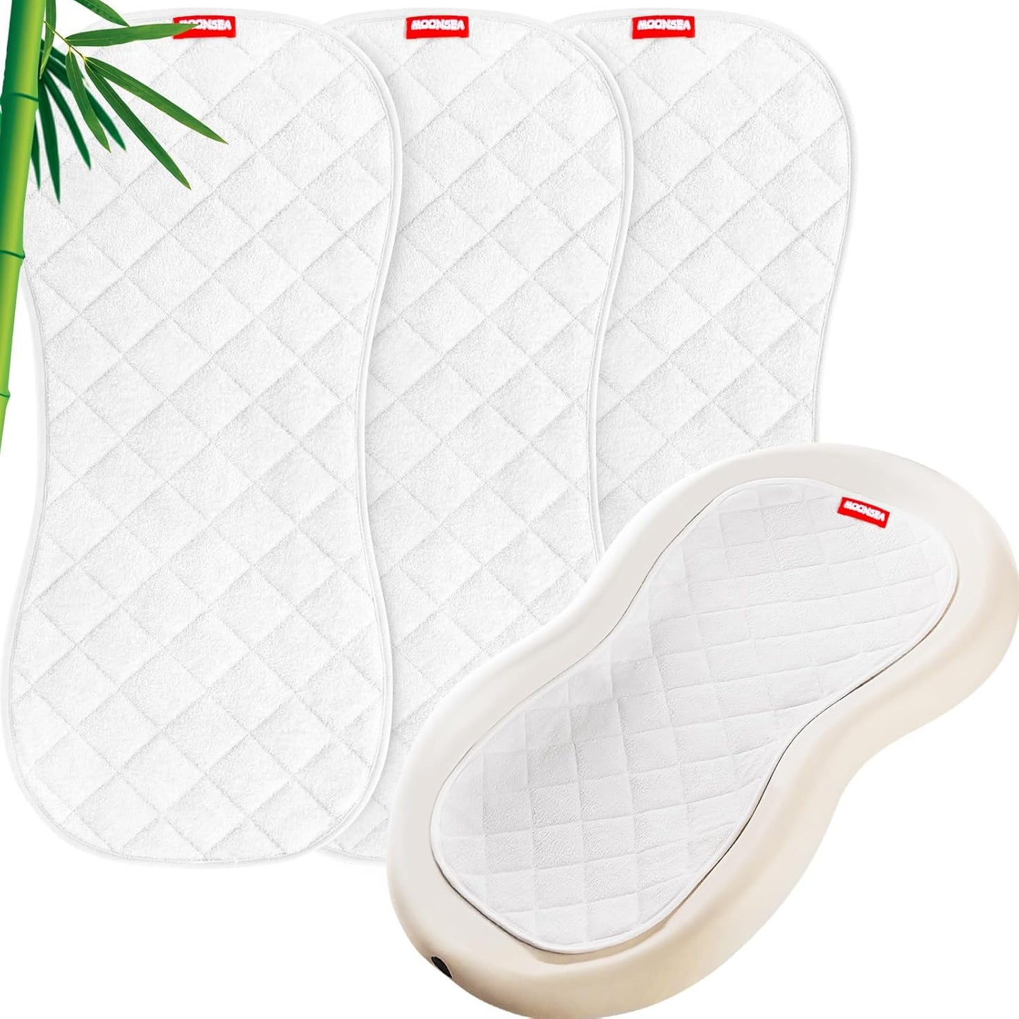 Quilted Thicker Changing Pad Liner 3 Pack Waterproof, Fit for Changing Table Liners Are Warm on a Baby'S Back Non-Slip Design Reusable Pads Machine Washable, White