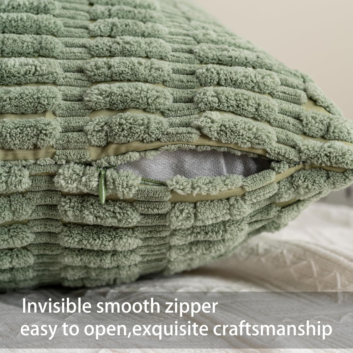 Pack of 2 Corduroy Decorative Throw Pillow Covers 18X18 Inchsoft Boho Striped Pillow Covers Modern Farmhouse Home Decor for Sofa Living Room Couch Bed(Blackish Green)