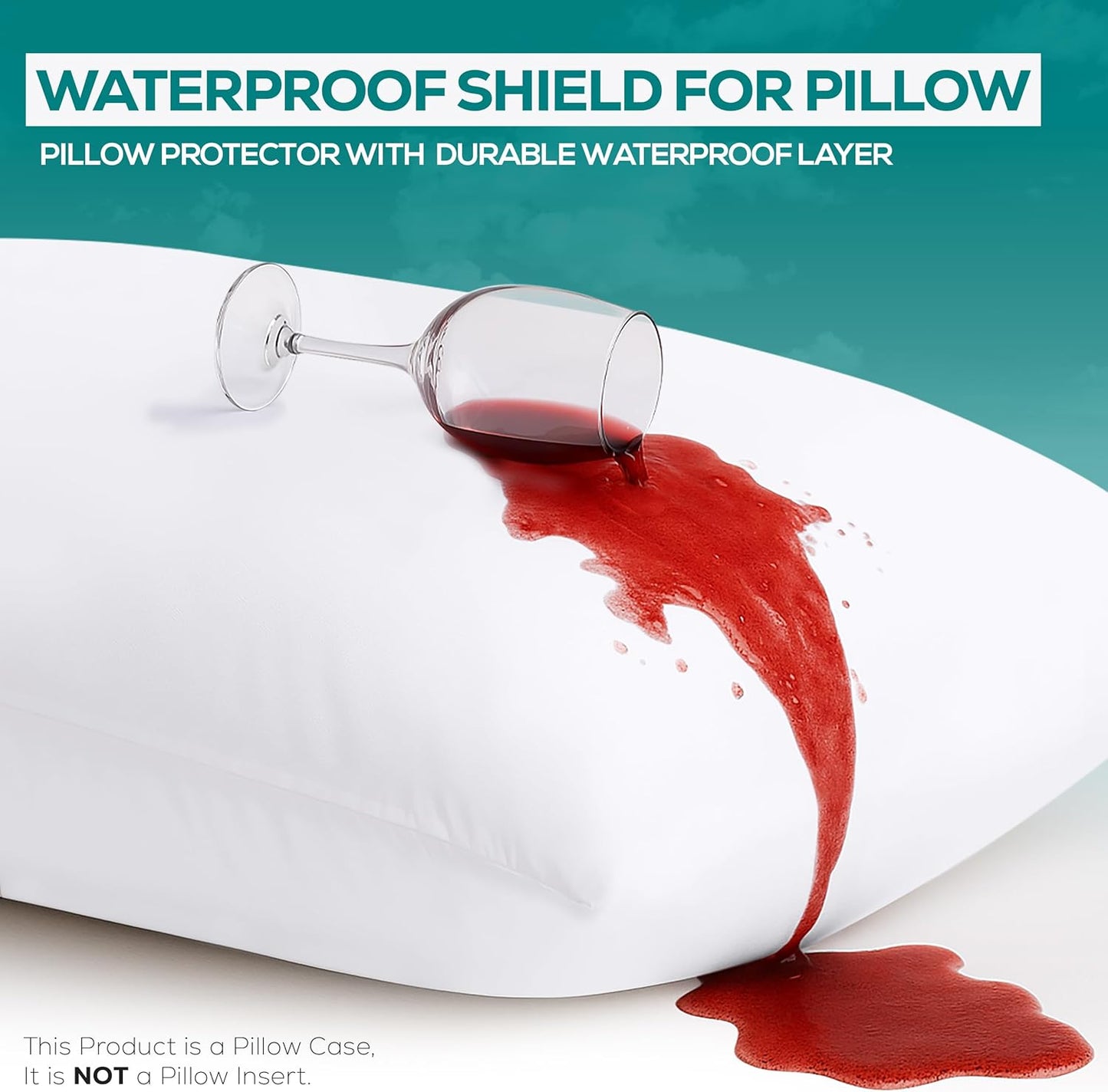 Waterproof Pillow Protectors Zippered Standard Size (2 Pack, White), Zippered Pillowcases, Bed Bug Proof Pillow Encasement Covers 20 X 26 Inches