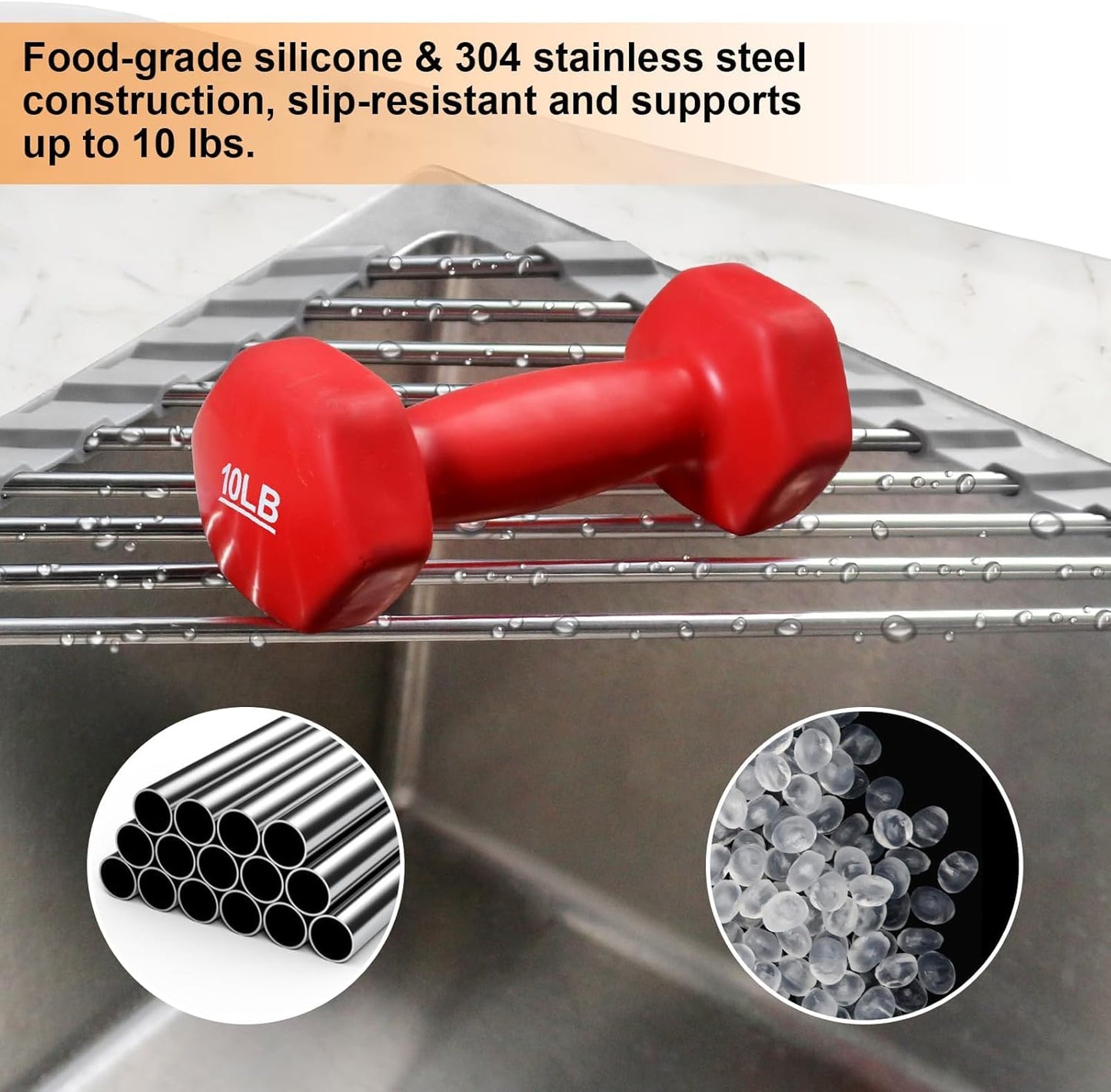 Corner Sink Caddy Triangle Dish Drying Rack for Sink Corner, Sponge Holder Roll up Dish Drying Rack over the Sink, Stainless Steel Kitchen Sink Organizer Drainer Mat Sponge Caddy for Counter Storage