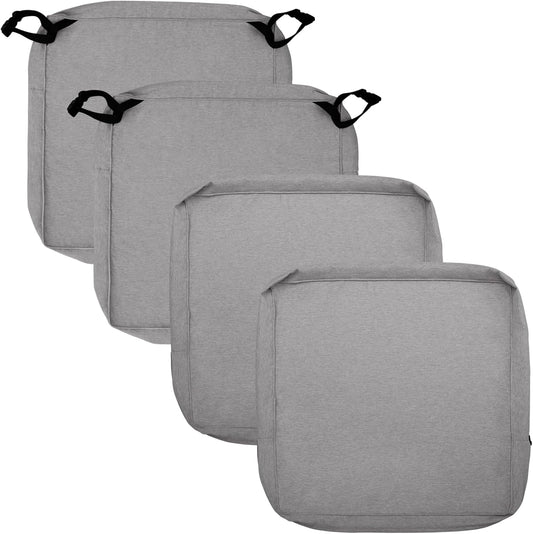 Patio Cushion Covers 27X25X5 Inch 4 Pack, Linen Look Outdoor Water Resistant Chair Seat Cushion Slipcover with Zipper for Outdoor Furniture, Covers Only! Grey
