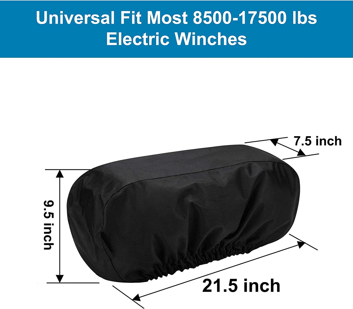 Winch Cover Waterproof Winch Dust Cover Heavy Duty Winch Protection Cover for Electric Winches 8500-17500 Lbs, Black