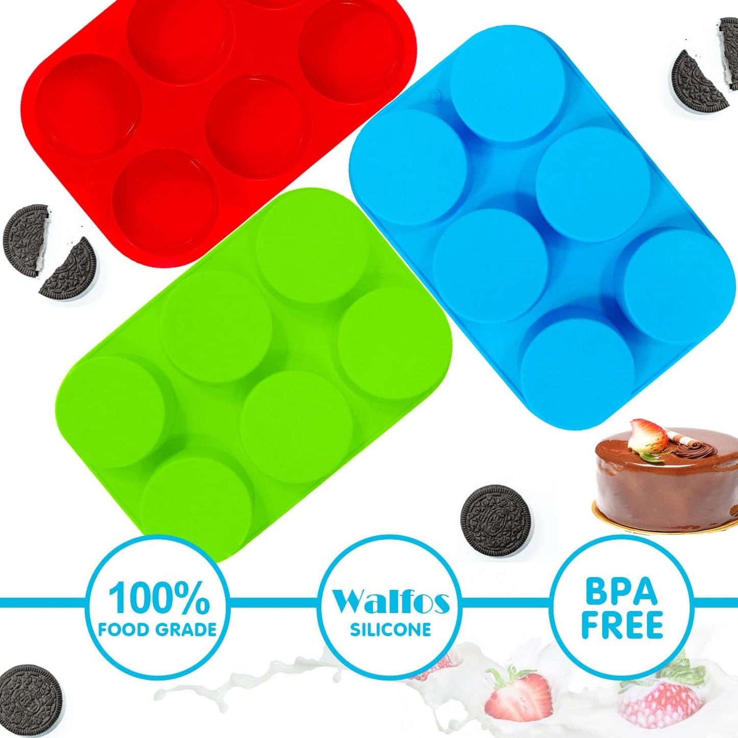 Silicone Oreo Cookie Mold, round Cylinder Chocolate Covered Oreos Molds, BPA Free and Non-Stick, Perfect for Cookies, Oreos, Candy, Soap, Cupcake, Pudding, Jello, Set of 3