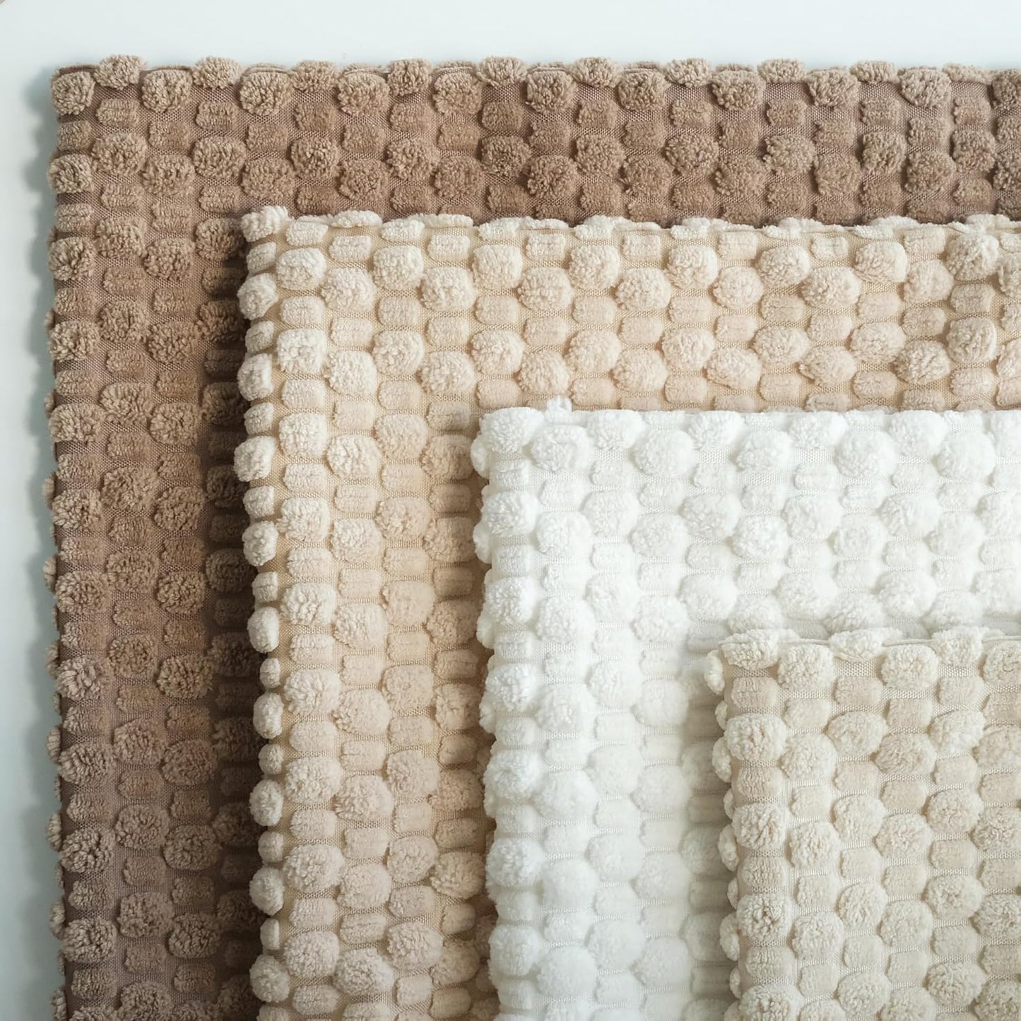 Pack of 4 Neutral Decorative Throw Pillow Covers Farmhouse Boho Home Decor Striped Corduroy Square Pillowcases 18 X 18 Inch Beige Chocolate