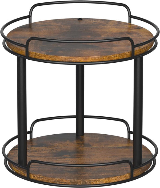 10.2'' Wood Lazy Susan Turntable Organizer for Cabinet, 2 Tier Lazy Susan Spice Rack Organizer for Kitchen, Table Top, Countertop, Pantry, Medicine Organizer