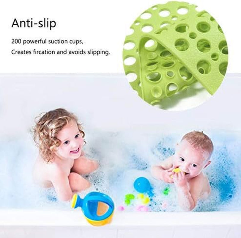 Nonslip Bathtub Mat Extra Soft TPE Bath Mat for Kids, Machine Washable Bathroom Shower Mat, Smooth/Non-Textured Tubs Only, 30L X 17W Inch (Green)