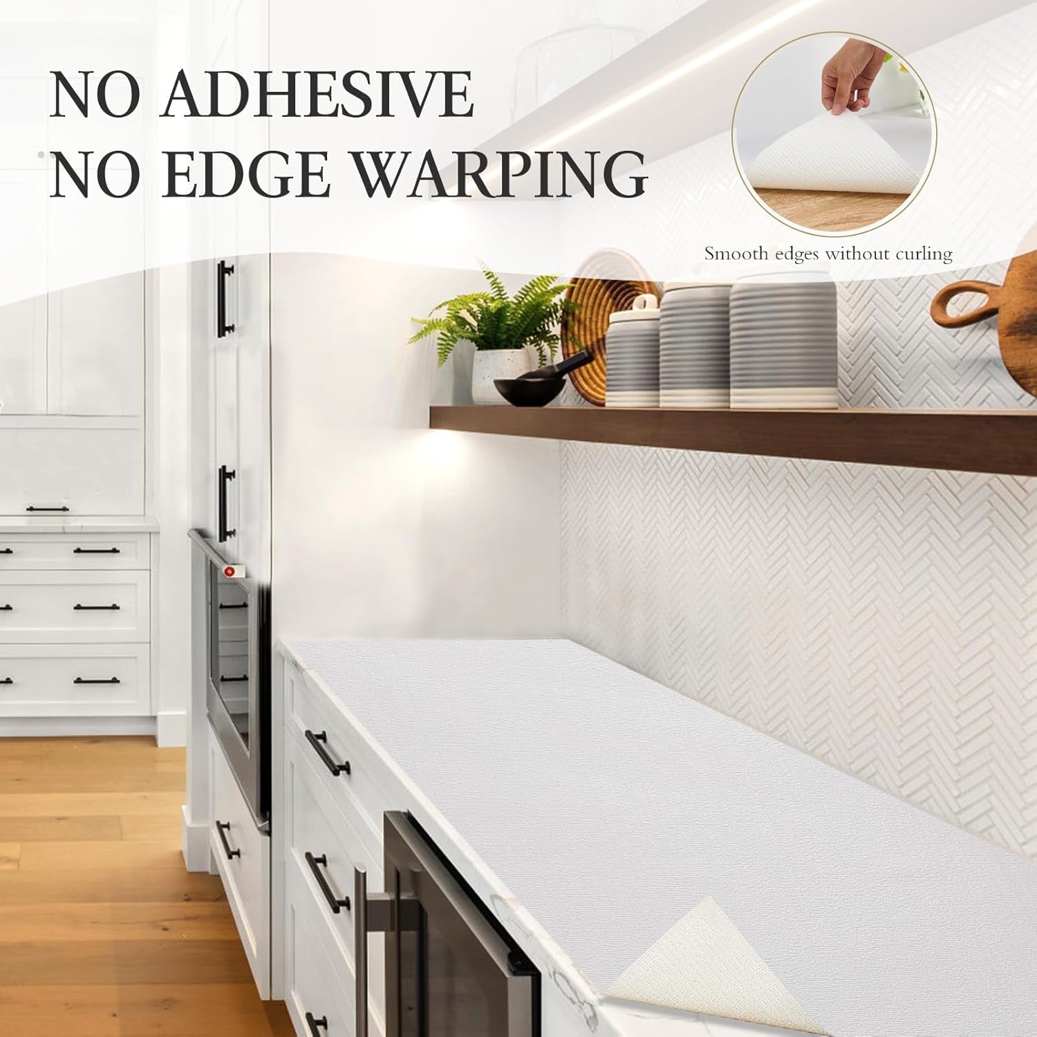 Shelf and Drawer Liner for Kitchen Cabinet, Non Adhesive Non Slip Shelf Paper Waterproof Washable Thickened for Dresser Pantry Shelve Bathroom Protector Liner(White,12 in X 10 FT)