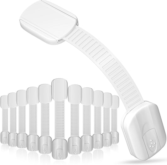 Child Proof Cabinet Locks Baby Proofing (12-Pack) Child Safety Locks with Baby Proof Multi-Purpose Lock for Cabinets, Drawers, Fridge, Trash Can, Cupboard with Adhesive Drawer Door Latches