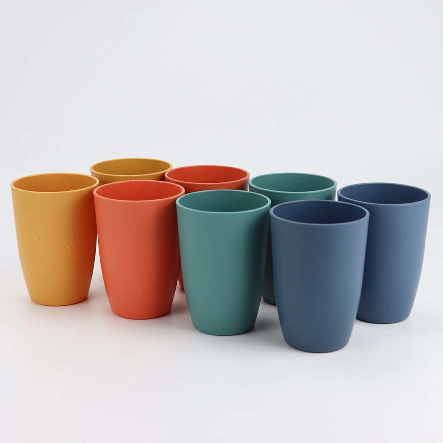 Wheat Straw Reusable Drinking Cups Set of 8 - Unbreakable, Dishwasher Safe, 20 OZ Water Glasses in 4 Colors
