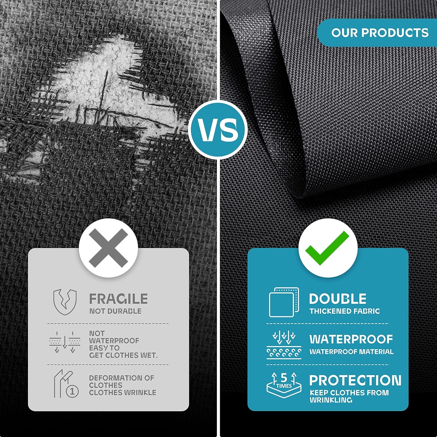 43" Travel Garment Bag with Accessories Zipper Pocket, Heavy Duty Suit Bag for Suits, Tuxedos, Dresses, Coats, Black, 1 Pack