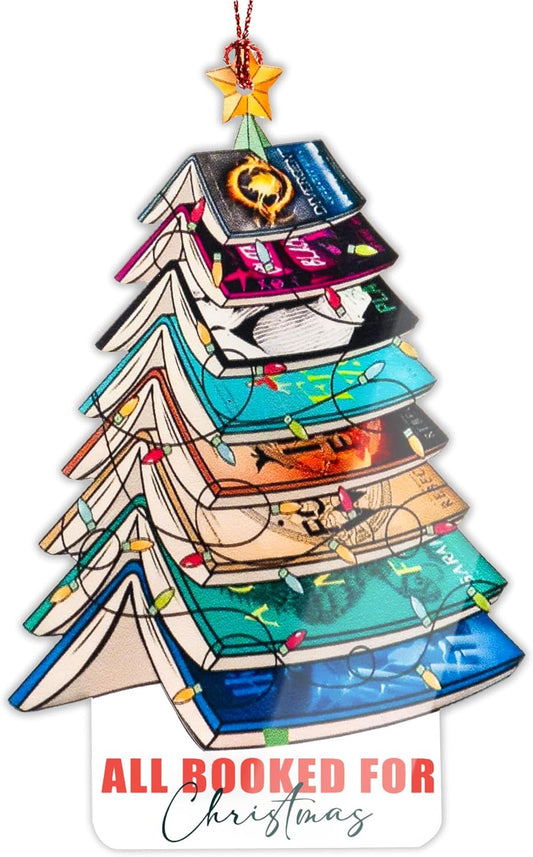 Book Lovers Gifts for Women, Christmas Ornaments 2025, Fantasy Acotar Night Court Gifts for Book Lovers, Bookshelf Library Decor, Velaris Ornament Gift for Lover Reading, Book Tree Ornament
