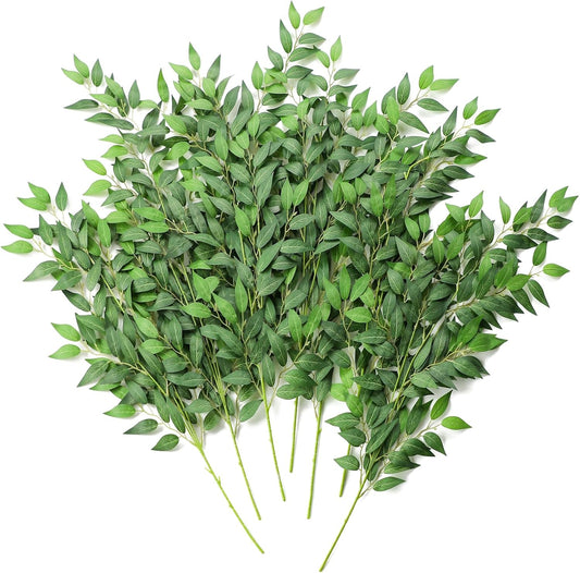 12-Piece 28-Inch Artificial Italian Ruscus Greenery Stems - Faux Hanging Greenery Spray for Wedding Bouquets, Centerpieces, and Home Décor